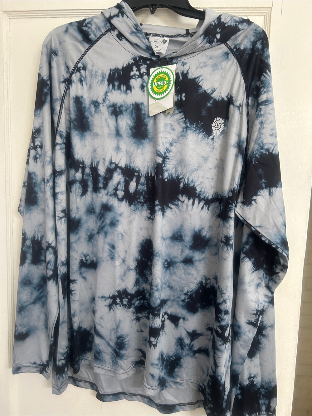 Men's Hooded Long-Sleeve Tie-Dye Shirt - Black & Gray